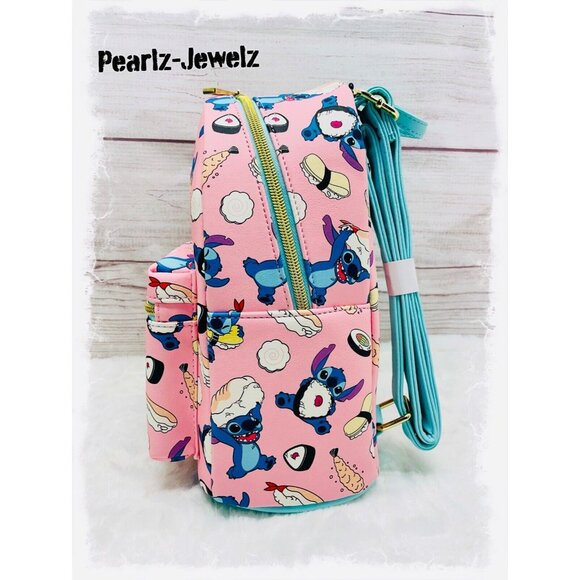 Loungefly Disney Lilo & Stitch Sushi Stitch Pink Mini Backpack NWT